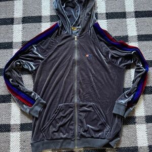 Aviator Nation Velour Velvet Gray Zip Up Hoodie